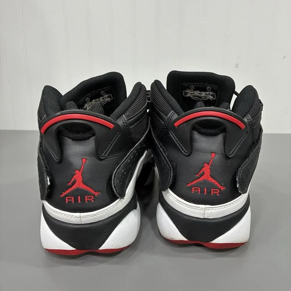 Nike Air Jordan 6 Rings Men's 10.5 Patent Bred Black Red White Shoes 322992-067